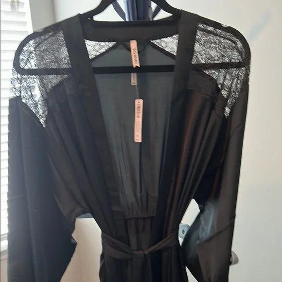 Soma Charcoal Lace Accent Robe
